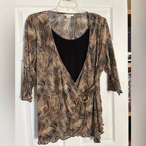 Dressbarn Black and Tan Geometric Dress